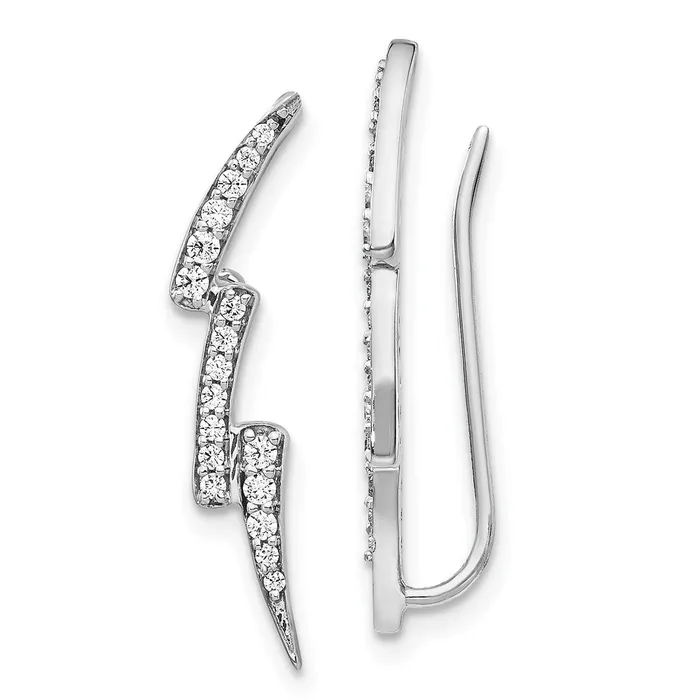 Earrings Goldia 14k White Gold Real Diamond Lightning Ear Climber Earrings Earrings Goldia 14k White Gold Real Diamond Lightning Ear Climber Earrings