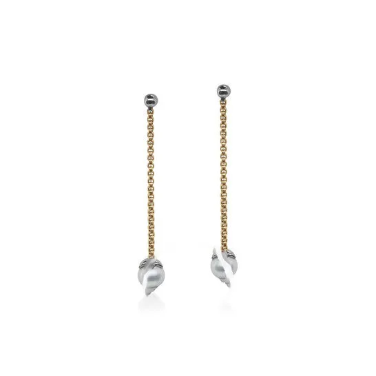 Earrings JMS always Original ALOR Yellow Chain Reaction Freshwater Pearl Drop Earrings Earrings JMS always Original ALOR Yellow Chain Reaction Freshwater Pearl Drop Earrings