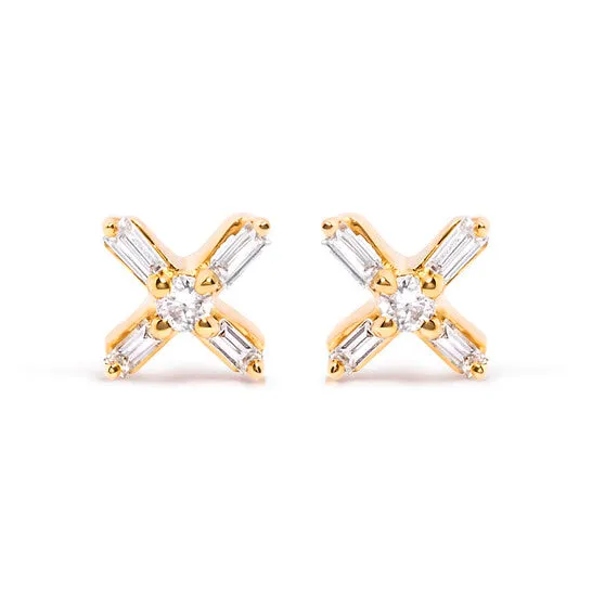 Earrings JMS always Original Haus of Brilliance 10K Yellow Gold 110 Cttw Round and Baguette Diamond Criss Cross X Stud Earring HI Color I1I2 Clarity Earrings JMS always Original Haus of Brilliance 10K Yellow Gold 110 Cttw Round and Baguette Diamond Criss Cross X Stud Earring HI Color I1I2 Clarity