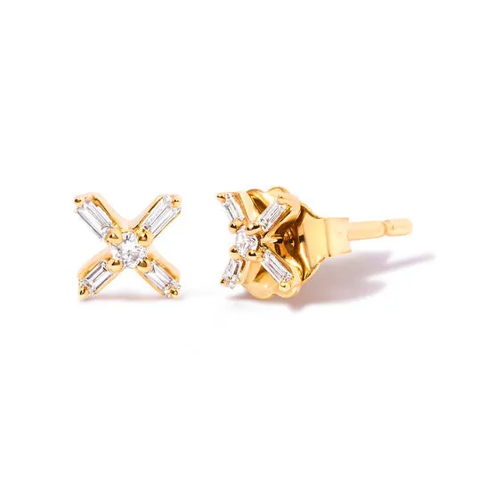 Earrings JMS always Original Haus of Brilliance 10K Yellow Gold 110 Cttw Round and Baguette Diamond Criss Cross X Stud Earring HI Color I1I2 Clarity Earrings JMS always Original Haus of Brilliance 10K Yellow Gold 110 Cttw Round and Baguette Diamond Criss Cross X Stud Earring HI Color I1I2 Clarity