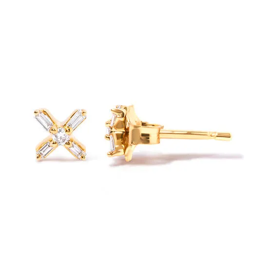 Earrings JMS always Original Haus of Brilliance 10K Yellow Gold 110 Cttw Round and Baguette Diamond Criss Cross X Stud Earring HI Color I1I2 Clarity Earrings JMS always Original Haus of Brilliance 10K Yellow Gold 110 Cttw Round and Baguette Diamond Criss Cross X Stud Earring HI Color I1I2 Clarity