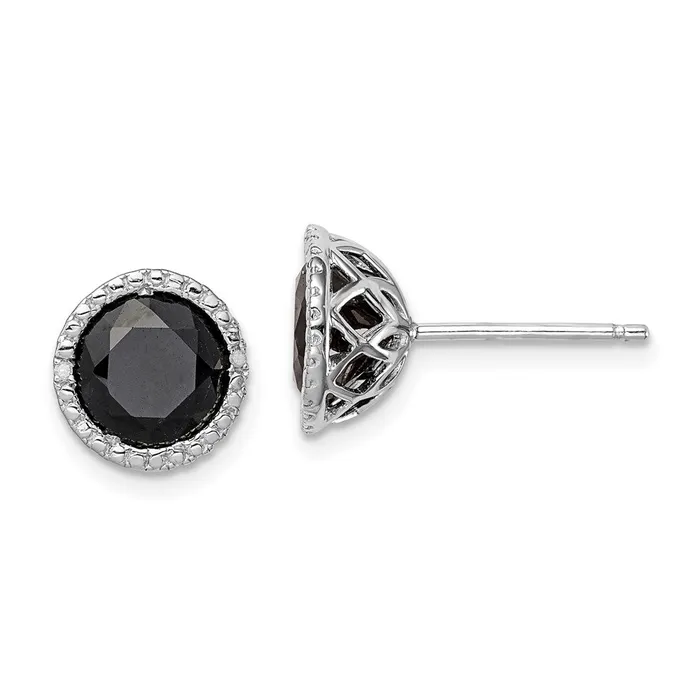 Earrings Sterling Silver Rhodiumplated Black Sapphire u0026 Diamond Post Earrings Goldia Earrings Sterling Silver Rhodiumplated Black Sapphire u0026 Diamond Post Earrings Goldia