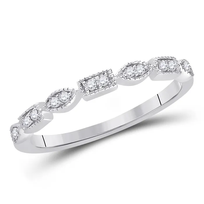 gndatlanta 14k White Gold Round Diamond Geometric Stackable Band Ring 110 Ctw Rings