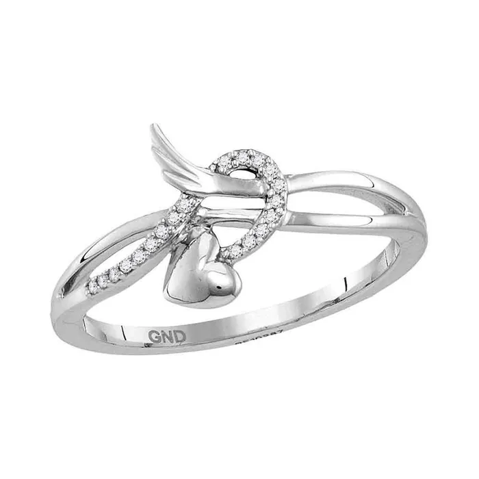 gndatlanta 14k White Gold Round Diamond Heart Whimsical Band Ring 120 Cttw Rings gndatlanta 14k White Gold Round Diamond Heart Whimsical Band Ring 120 Cttw Rings