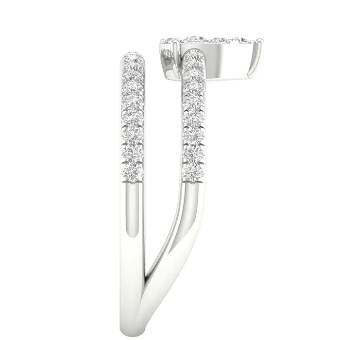 gndatlanta 14k White Gold Round Diamond Pear Teardrop Spiral Band Ring 13 Cttw Rings