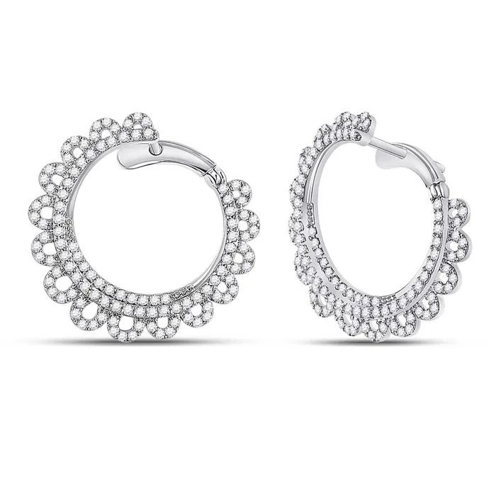 gndatlanta Earrings 14k White Gold Round Diamond Hoop Earrings 112 Cttw gndatlanta Earrings 14k White Gold Round Diamond Hoop Earrings 112 Cttw