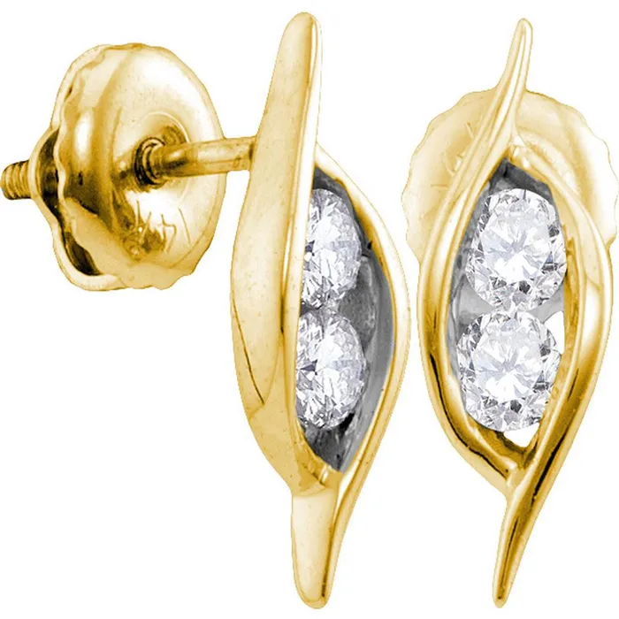 gndatlanta Earrings 14k Yellow Gold Round Diamond 2stone Hearts Together Stud Earrings 14 Cttw gndatlanta Earrings 14k Yellow Gold Round Diamond 2stone Hearts Together Stud Earrings 14 Cttw