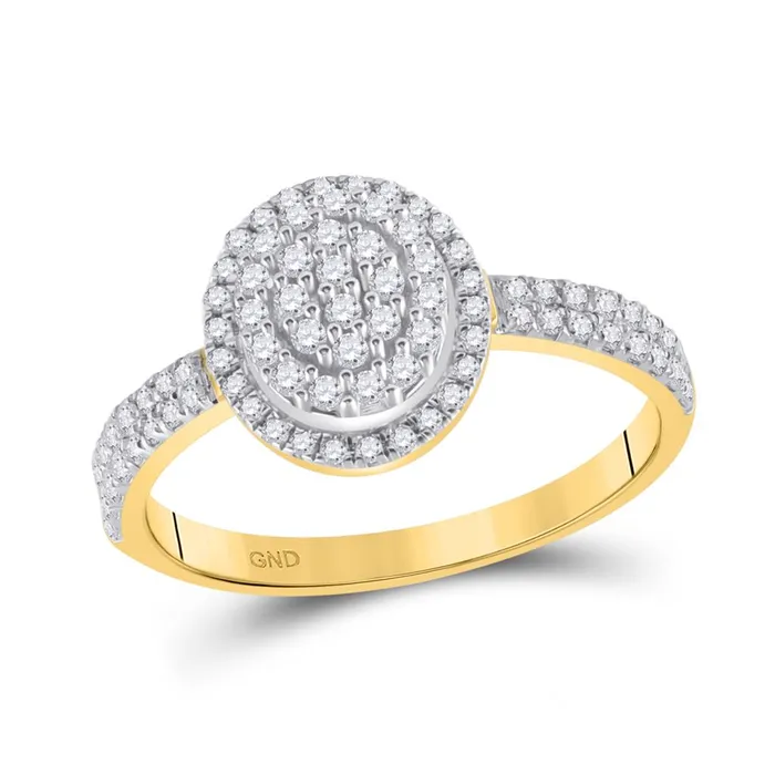 gndatlanta Rings 10k Yellow Gold Round Diamond Oval Cluster Ring 12 Cttw