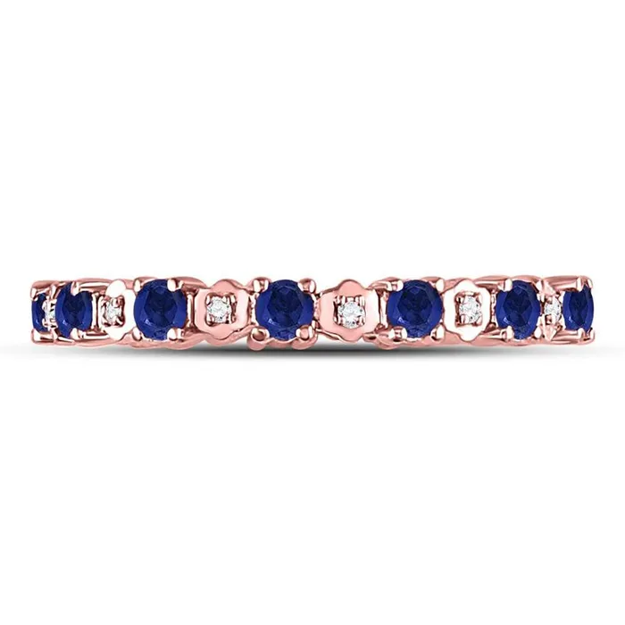 gndatlanta Rings 10kt Rose Gold Round Blue Sapphire Diamond Eternity Band Ring 1 Cttw gndatlanta Rings 10kt Rose Gold Round Blue Sapphire Diamond Eternity Band Ring 1 Cttw