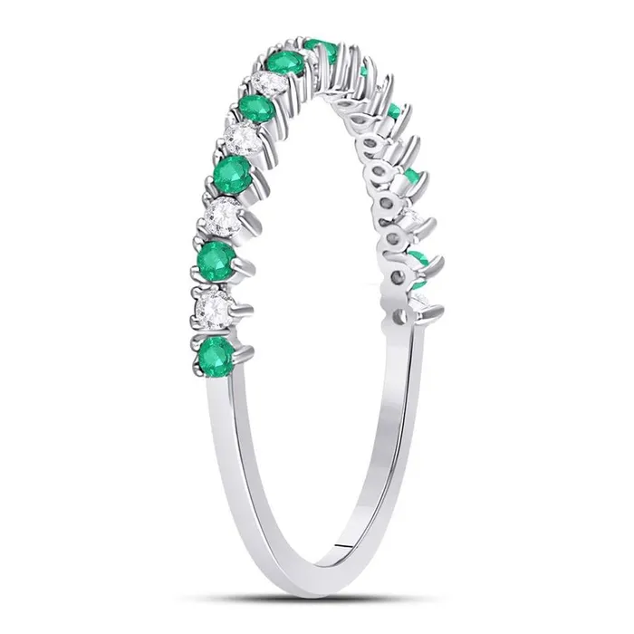 gndatlanta Rings 14k White Gold Round Emerald Diamond Stackable Band Ring 15 Cttw