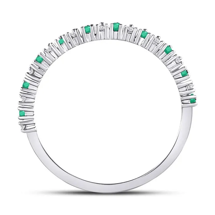 gndatlanta Rings 14k White Gold Round Emerald Diamond Stackable Band Ring 15 Cttw