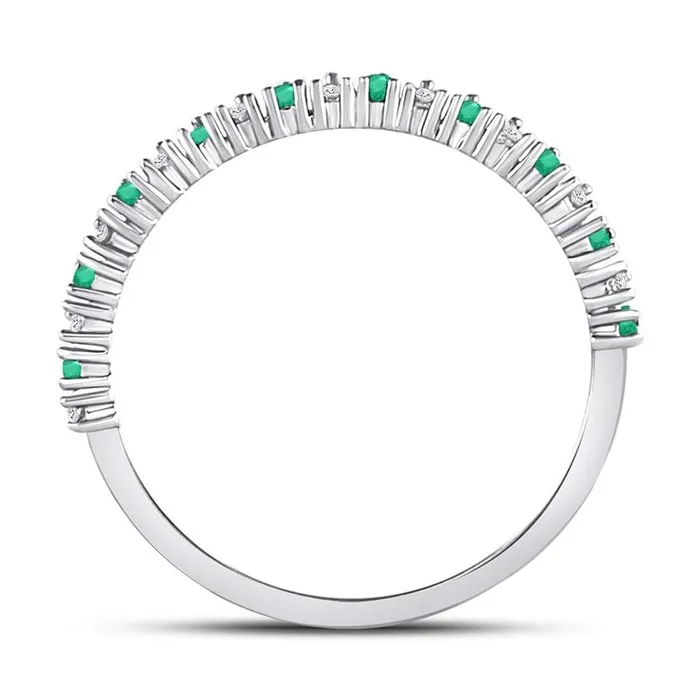 gndatlanta Rings 14k White Gold Round Emerald Diamond Stackable Band Ring 15 Cttw