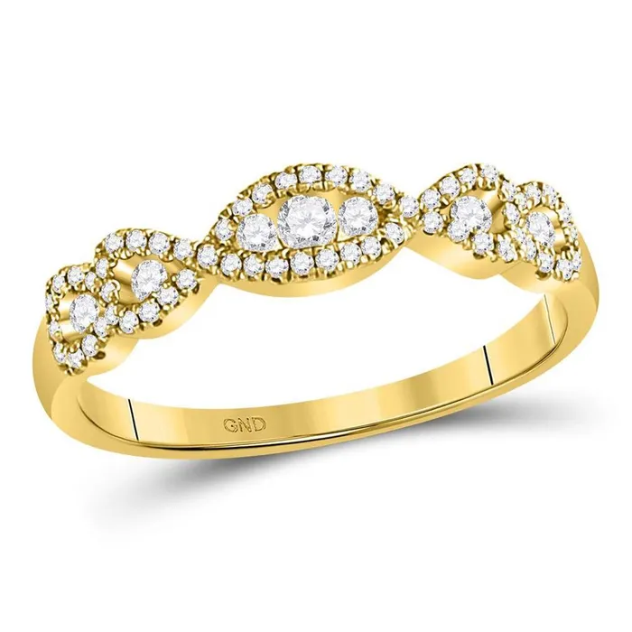 gndatlanta Rings 14k Yellow Gold Round Diamond 3Stone Anniversary Band Ring 38 Ctw