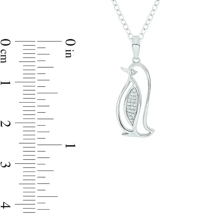 Goldia 005 CT TW Natural Diamond Penguin Pendant in Sterling Silver Necklaces Goldia 005 CT TW Natural Diamond Penguin Pendant in Sterling Silver Necklaces