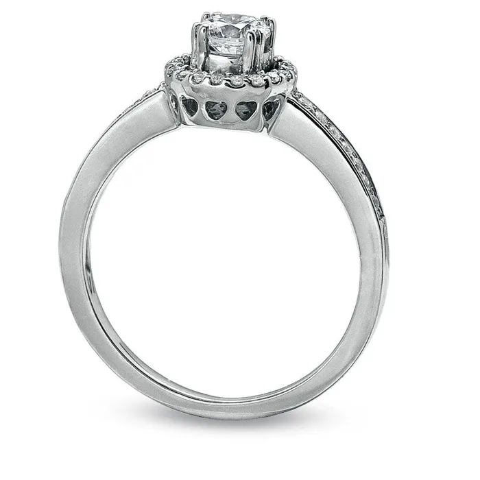 Goldia 050 CT TW Natural Diamond Framed Engagement Ring in Solid 14K White Gold Rings Goldia 050 CT TW Natural Diamond Framed Engagement Ring in Solid 14K White Gold Rings
