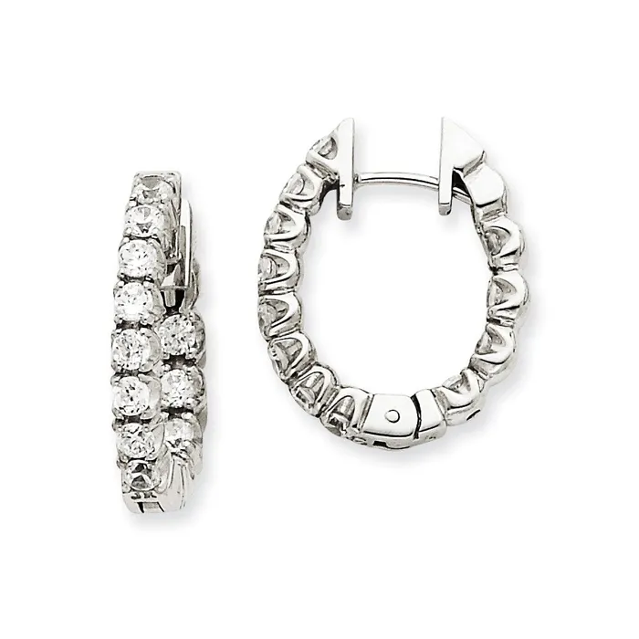 Goldia 14k White Gold VS Real Diamond Hinged Hoop Earrings Earrings