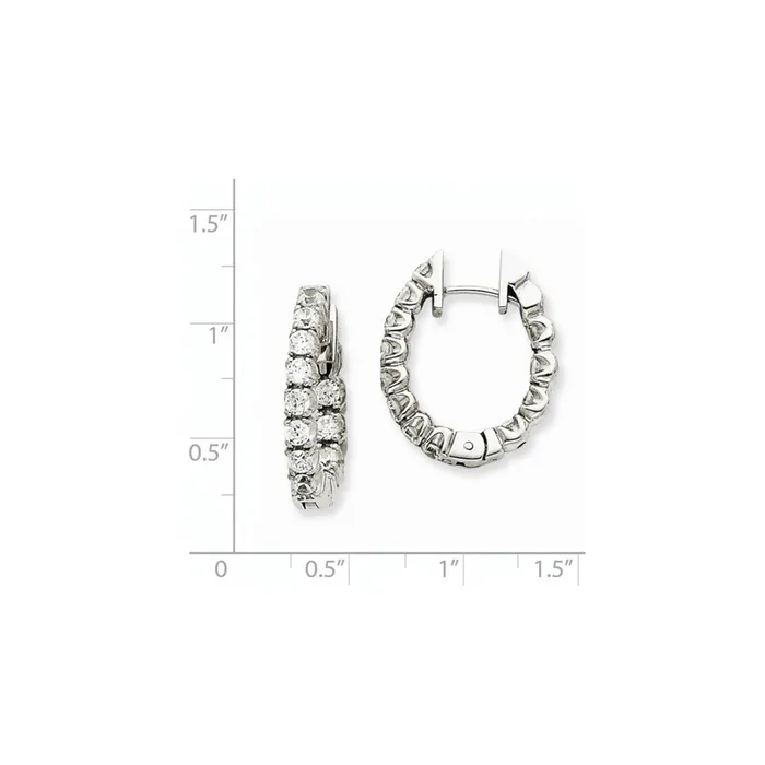 Goldia 14k White Gold VS Real Diamond Hinged Hoop Earrings Earrings