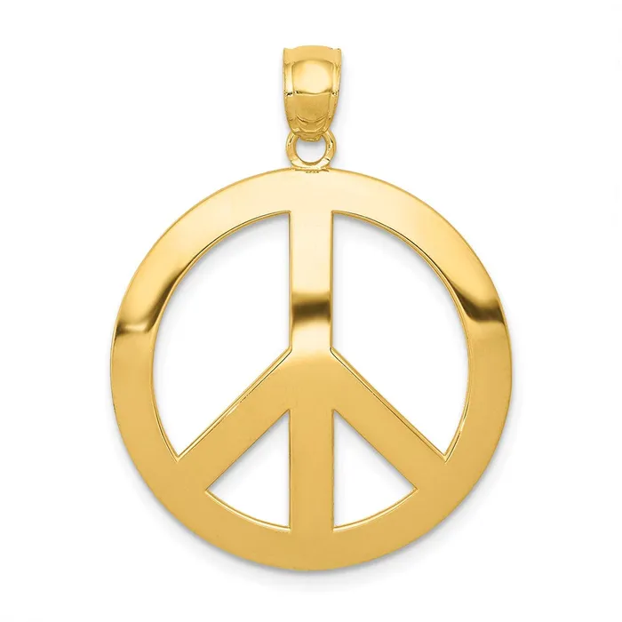 Goldia 14k Yellow Gold Peace Sign Pendant PreStyled Sets