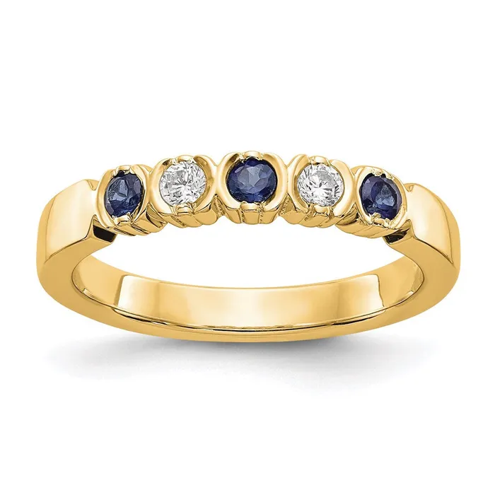 Goldia 14k Yellow Gold Real Diamond wSapphire Band Rings