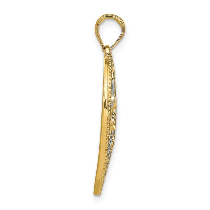Goldia 14k Yellow u0026 Rhodium Gold wRhodium Filigree Leaf Accent Heart Charm Charm Necklaces