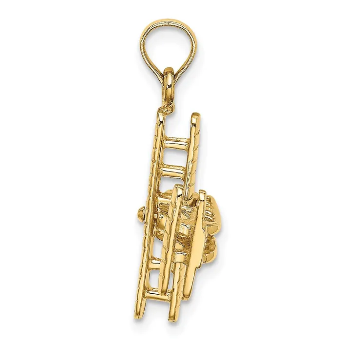 Goldia Charm Necklaces 14k Yellow Gold 3D BiPlane with Ribbed Wings Charm