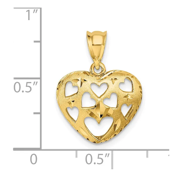 Goldia Charm Necklaces 14k Yellow Gold Cutout Hearts on Heart Charm