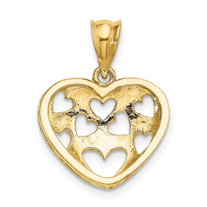 Goldia Charm Necklaces 14k Yellow Gold Cutout Hearts on Heart Charm
