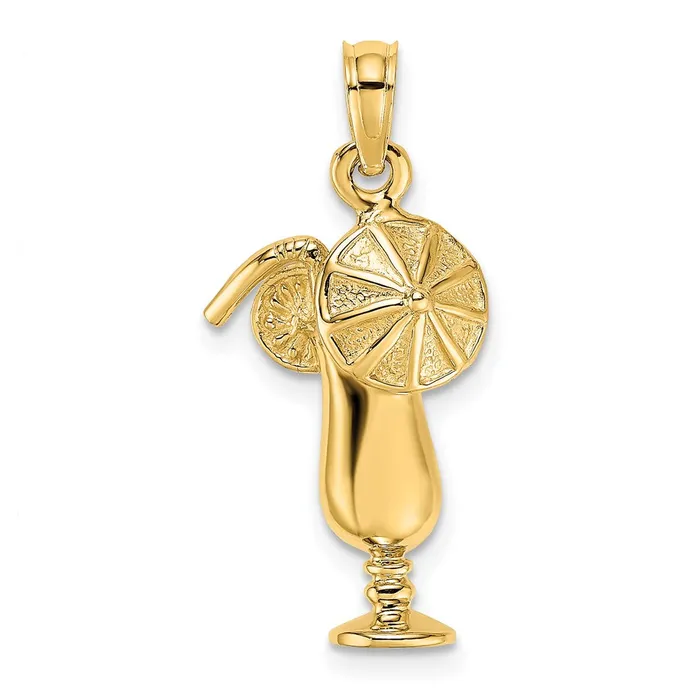 Goldia Charm Necklaces 14k Yellow Gold Polished Tropical Drink Charm