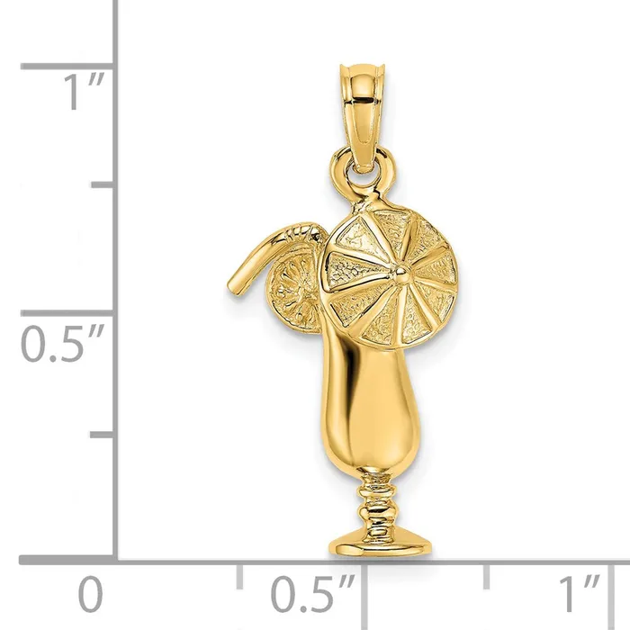 Goldia Charm Necklaces 14k Yellow Gold Polished Tropical Drink Charm