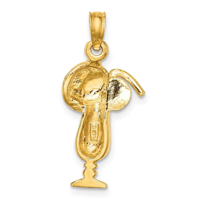 Goldia Charm Necklaces 14k Yellow Gold Polished Tropical Drink Charm