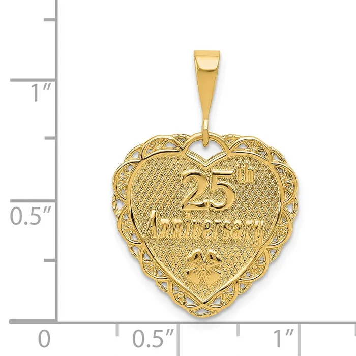 Goldia Charm Necklaces 14k Yellow Gold Reversible 25th ANNIVERSARY Charm