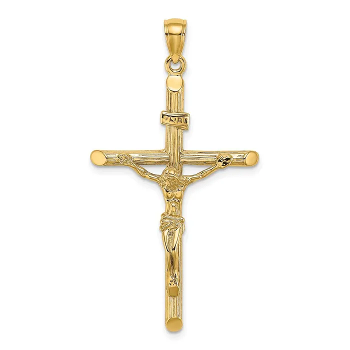 Goldia Charm Necklaces 14k Yellow Gold Textured Crucifix Charm
