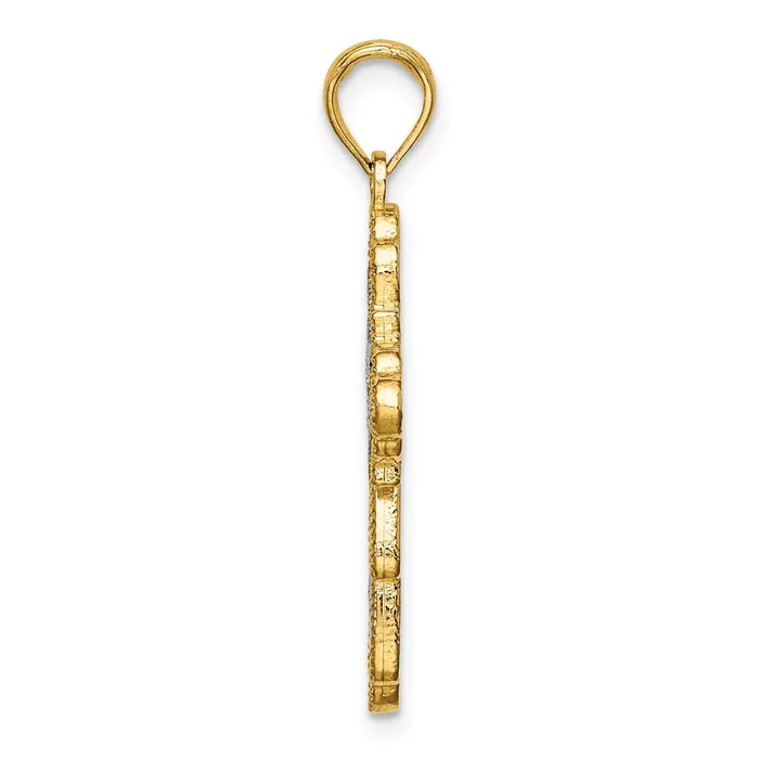 Goldia Charm Necklaces 14k Yellow Rhodium Gold W Rhodium Lace Trim Cross Charm