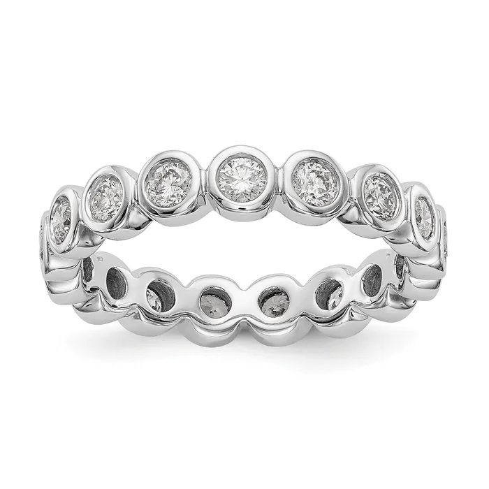 Goldiacom Rings 1 Ct Bezel Set Diamond Eternity Wedding Band Ring in 14k White Gold Goldiacom Rings 1 Ct Bezel Set Diamond Eternity Wedding Band Ring in 14k White Gold