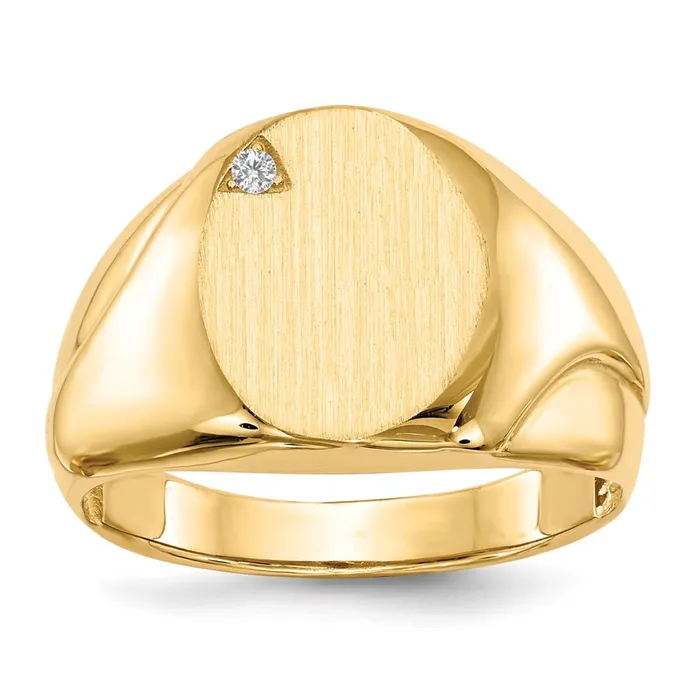 Goldiacom Rings 14K Yellow Gold 140x115mm Open Back AAA Real Diamond Mens Signet Ring Goldiacom Rings 14K Yellow Gold 140x115mm Open Back AAA Real Diamond Mens Signet Ring