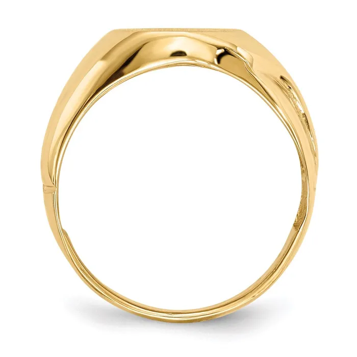 Goldiacom Rings 14K Yellow Gold 140x115mm Open Back AAA Real Diamond Mens Signet Ring