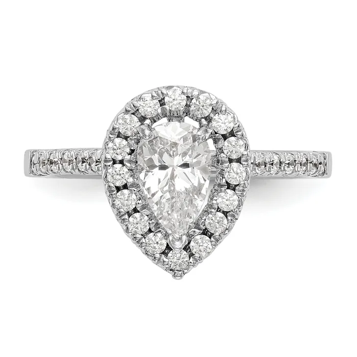 Goldiacom Rings 14kw Pear Halo Simulated Diamond Engagement Ring