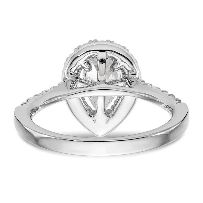 Goldiacom Rings 14kw Pear Halo Simulated Diamond Engagement Ring