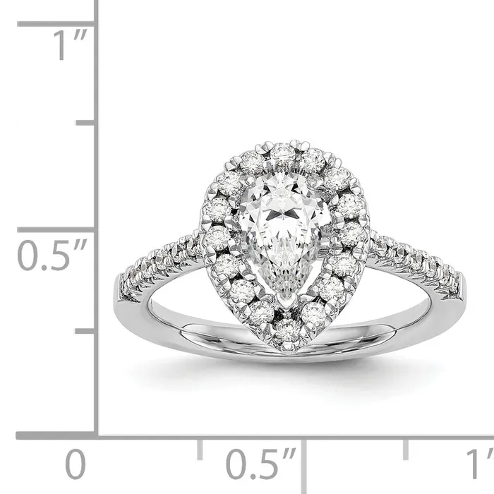 Goldiacom Rings 14kw Pear Halo Simulated Diamond Engagement Ring