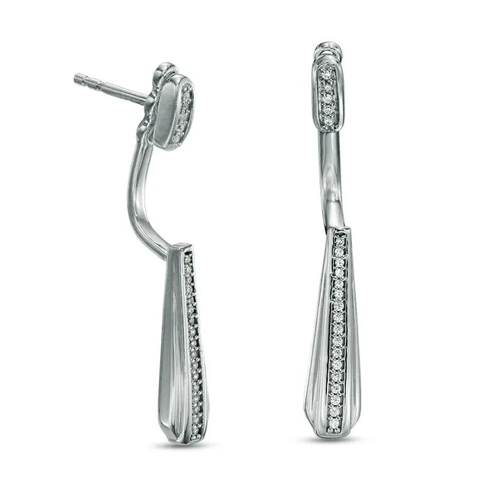 Goldia Earrings 01 CT TW Diamond Teardrop FrontBack Earrings in 10K White Gold Goldia Earrings 01 CT TW Diamond Teardrop FrontBack Earrings in 10K White Gold