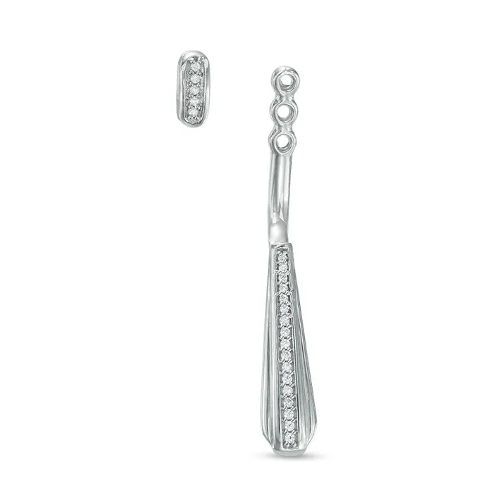 Goldia Earrings 01 CT TW Diamond Teardrop FrontBack Earrings in 10K White Gold Goldia Earrings 01 CT TW Diamond Teardrop FrontBack Earrings in 10K White Gold