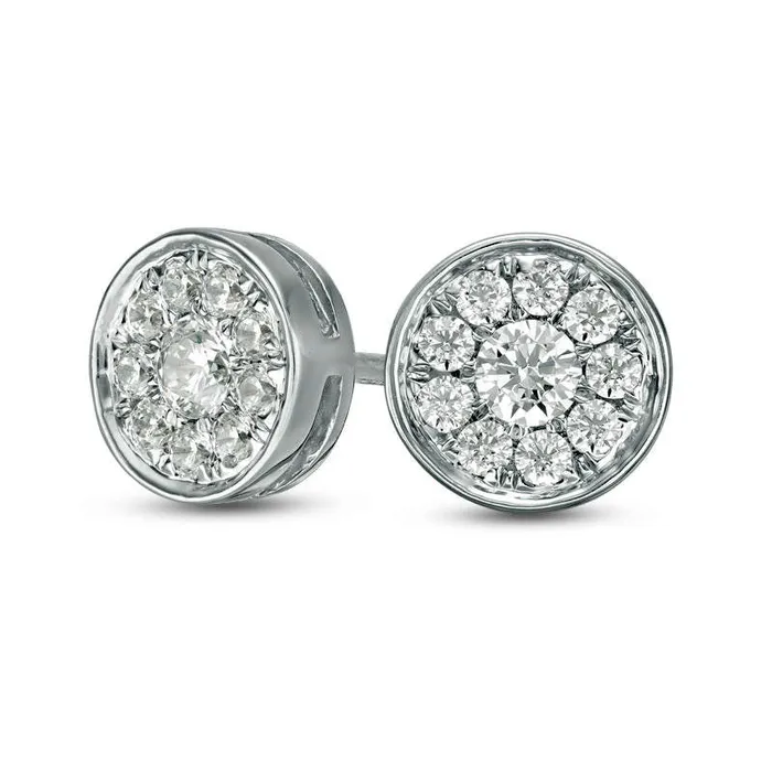 Goldia Earrings 033 CT TW Diamond Frame Stud Earrings in 10K White Gold