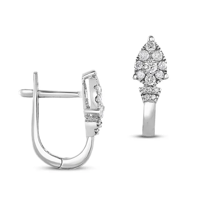 Goldia Earrings 033 CT TW Diamond PearShaped Composite Hoop Earrings in 10K White Gold