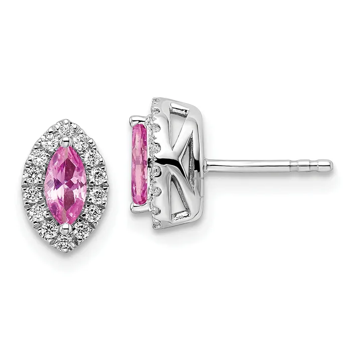 Goldia Earrings 14k White Gold 15 Ct Lab Grown Diamond VSSI G and Lab Created Pink Sapphire October Birthstone Post Earrings Goldia Earrings 14k White Gold 15 Ct Lab Grown Diamond VSSI G and Lab Created Pink Sapphire October Birthstone Post Earrings