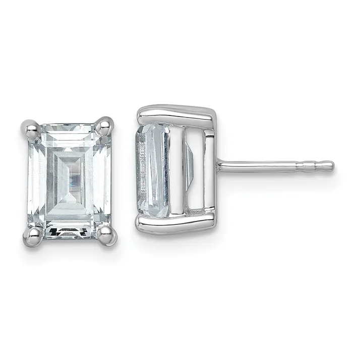 Goldia Earrings 14k White Gold 5 ctw Lab Grown Diamond VSSI G Emerald 4 Prong Heavy Wt Stud Earrings Goldia Earrings 14k White Gold 5 ctw Lab Grown Diamond VSSI G Emerald 4 Prong Heavy Wt Stud Earrings