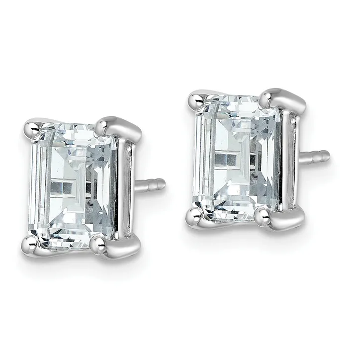 Goldia Earrings 14k White Gold 5 ctw Lab Grown Diamond VSSI G Emerald 4 Prong Heavy Wt Stud Earrings