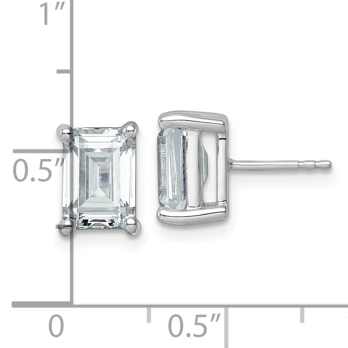 Goldia Earrings 14k White Gold 5 ctw Lab Grown Diamond VSSI G Emerald 4 Prong Heavy Wt Stud Earrings