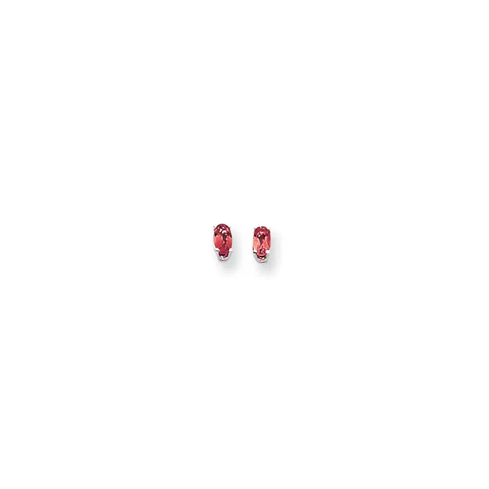 Goldia Earrings 14k White Gold 5x3mm Oval Ruby Earrings