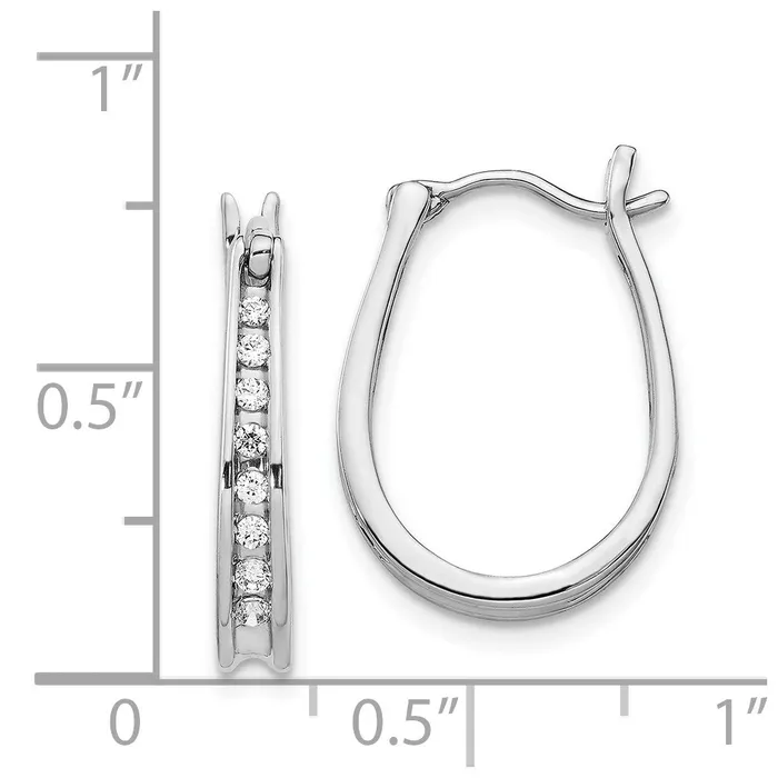 Goldia Earrings 14k White Gold Real Diamond Oval Hinged Hoop Earrings