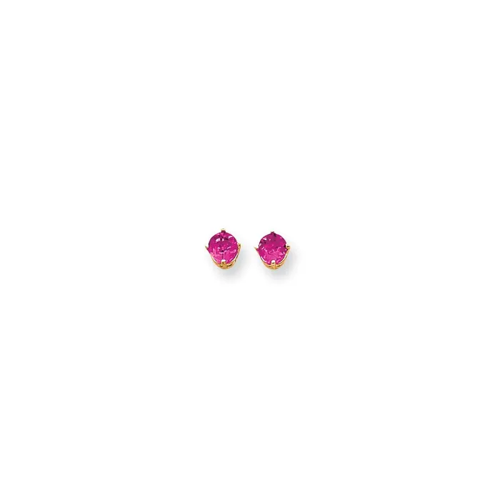 Goldia Earrings 14k Yellow Gold 5mm Pink Sapphire Earrings